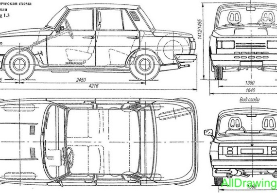 Wartburg 1.3 (1988 - 1991) (Вартбург 1.3 (1988 - 1991)) - чертежи (рисунки) автомобиля